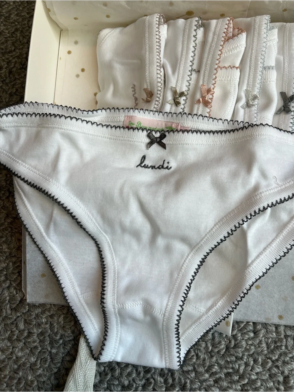 Bonpoint Kids White Bikini Briefs Pack with Decorative Trim NEW